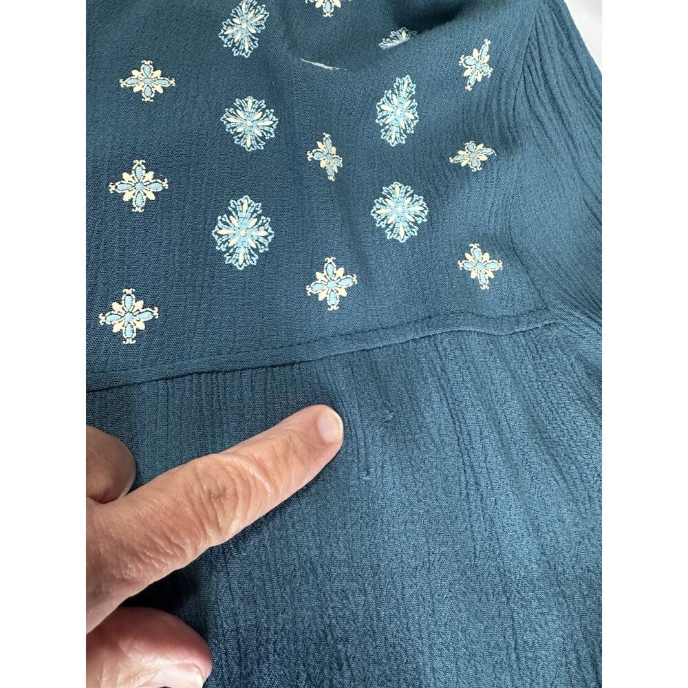Style & Co. Women’s Top Size XL Blue Floral Embroidered Long Sleeve Boho Flowy - Picture 13 of 16